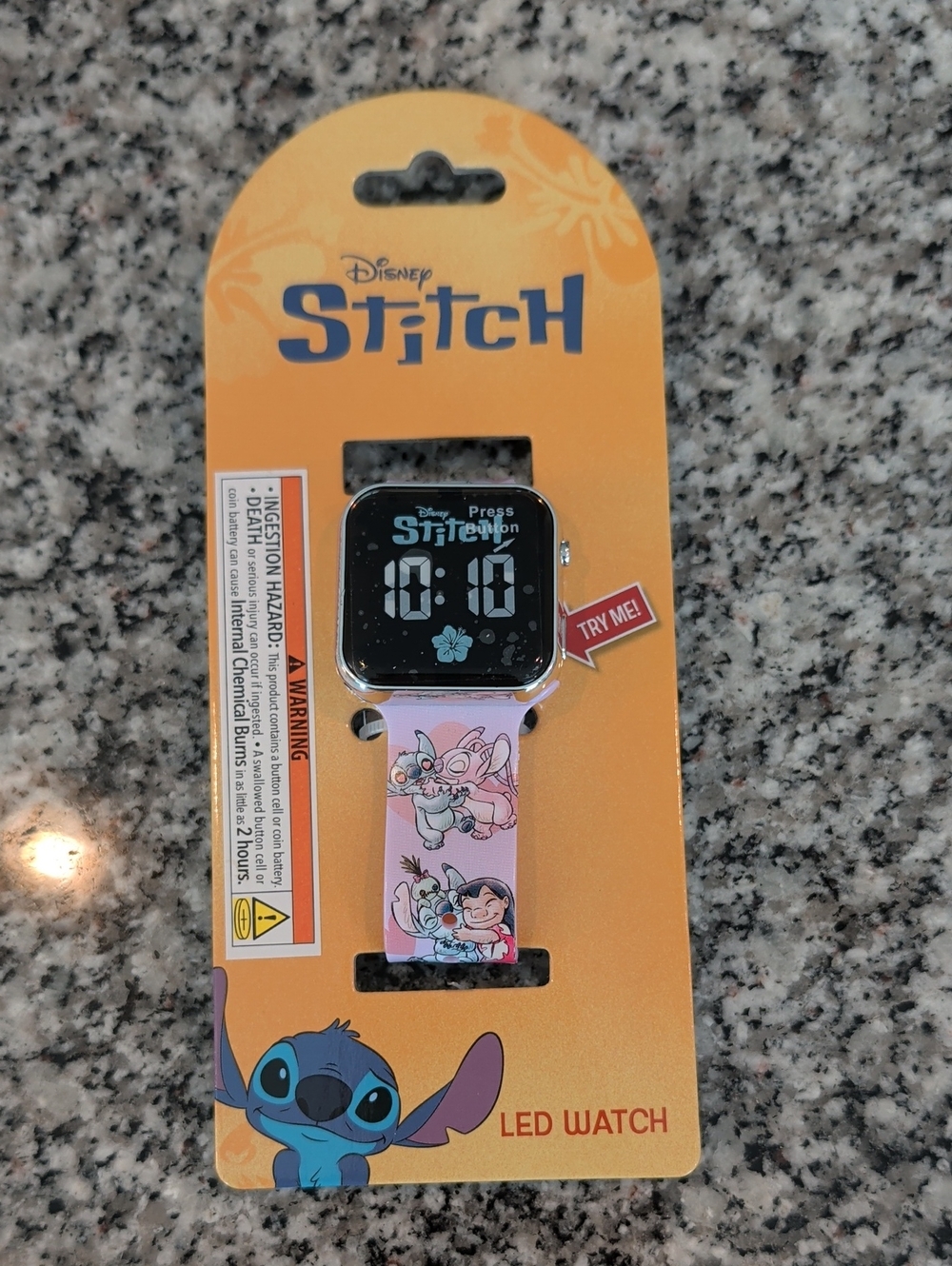 Disney Stitch Kids LED Watch - Light Pink Strap